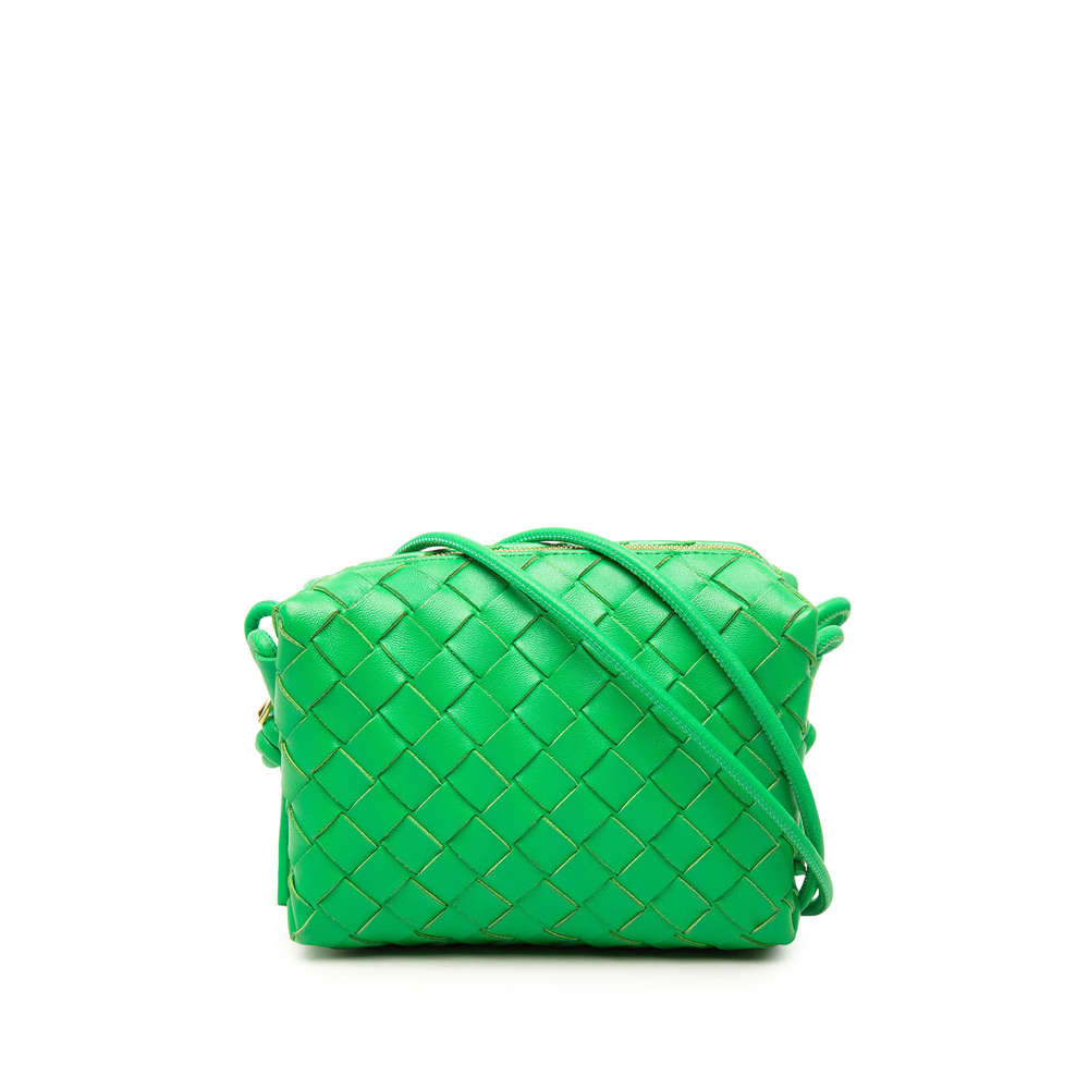 Pre-Loved Bottega Veneta Mini Lambskin Intrecciato Loop Camera Bag